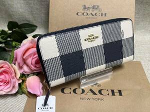 コーチ COACH 財布 長財布 バフ プレイド チェック パターン ジップ ウォレット ミッドナイトマルチ レザー プレゼント ギフトF25966 L035A