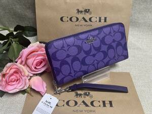 コーチ COACH 長財布 財布 シグネチャー ロング ジップ アラウンド ウォレット パープル ラグジュアリープレゼント レディース A158 C4452