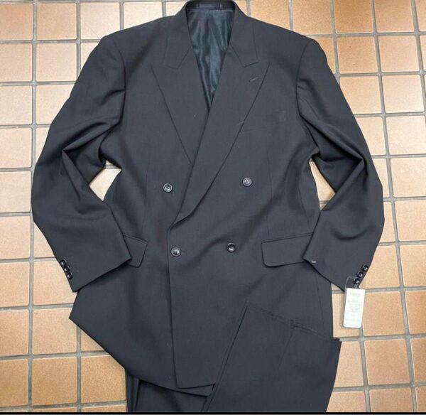 新品【サイズAB7 XL★王道礼服】4Bダブルスーツ ブラックフォーマル 背抜き ノーベンツ 冠婚葬祭 ウール アジャスター付き