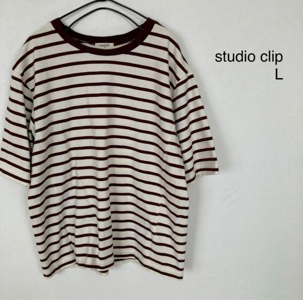 studio CLIP フラワーワゴンＴシャツ サイズL 半袖 ボーダー スタディオクリップ 他 EDWIN ワイドTシャツ