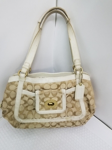 COACH　コーチ　ハンドバッグ　中古品　アイボリー×ホワイト