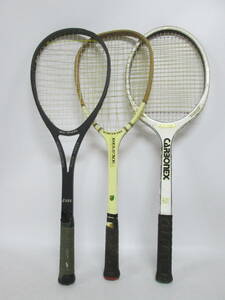 【0502h S10131】 テニスラケット 3本まとめ KAWASAKI DELUXE/lec mate BLACK POWER/YONEX CARBONEX CAB-1 ラケット スポーツ ジャンク