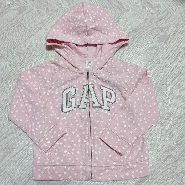 babygap ベビーギャップ ロゴパーカー 100cm フードつき 女の子 ピンク 星柄