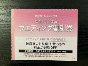 最新　西武ホールディングス株主優待 ウエディング割引券