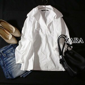 美品 ザラ ZARA 可愛い ビックカラー ワイドスリーブ コットン カットソー S 春 夏 24C05