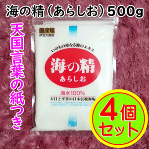 【送料無料】斎藤一人さんオススメの自然塩 海の精 あらしお 500g×4袋 天国言葉の紙つき（can0994）結界塩 天然塩 あら塩 