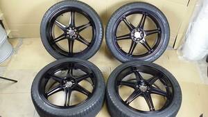 ☆リペイント CRIMSON LINEA SPORT BE5 RSK 18×7.5J +52 100-5H accelera 225/40ZR18 4本 Prius 86 BRZ Legacy Impreza等