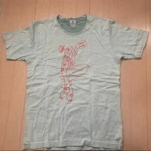 R.NEWBOLD 半袖Tシャツ　グリーン系　フロントイラスト　メンズXL 