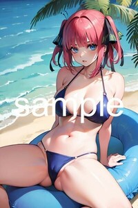 【高画質】五等分の花嫁 中野二乃 A4サイズポスター 美少女 アニメ イラストアート セクシー グラビア AI美女 NinoC046