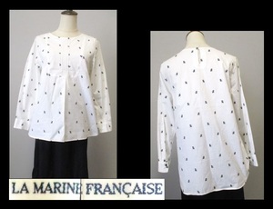 [029-240]LA MARINE FRANCAISE La Marine Francaise * white dog embroidery entering cut and sewn / made in Japan 