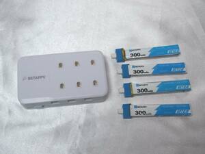 中古 BETAFPV 6 Ports 1S Battery Charger 新古バッテリ4つセット BT2.0 充電器 USB-C接続