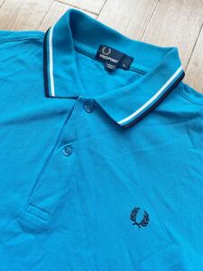  superior article FRED PERRY Fred Perry polo-shirt with short sleeves tops light blue embroidery Logo one Point men's XL size 