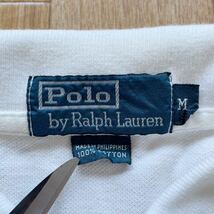 90s　Polo by Ralph Lauren　ポロ ラルフローレン　半袖　ポロシャツ　ホワイト　メンズ　Mサイズ　刺繍ロゴ　鹿子　_画像5