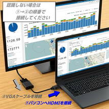 HDMIからVGAへの変換ケーブル HDMI A(オス)→ VGA(メス) 1080P 22cm Windows11 VGA出力の無いパソコンに オーディオ 電源ケーブル付-_画像8