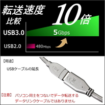 USB3.0 延長ケーブル 1m 最大転送速度5Gbps USB(A)オス-メス 3AAE10□_画像3