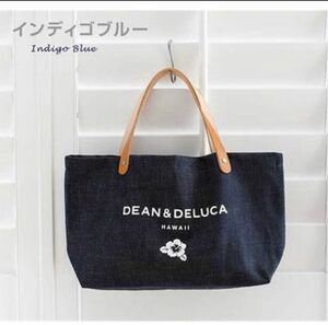 DEAN＆ DELUCA☆Hawaii ハイビスカス　内ポケ付　トートバッグ　S ネイビー