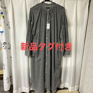 新品　タグ付き　アースミュージック＆エコロジー　ギンガムチェック　ブラックワンピース