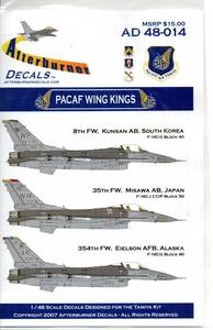 1/48アフターバーナーデカール Afterburner Decals AD48-014 F-16C Falcon Block 40/50 "PACAF Wing Kings"