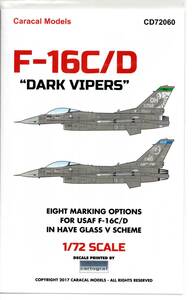 再販　1/72　Caracal Models カラカルモデルスデカール　CD72060 - F-16C/D Dark Vipers