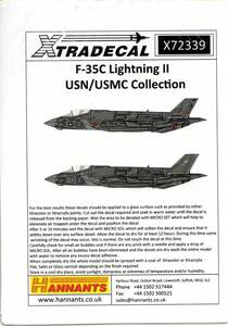 1/72　エクストラデカール　Xtradecal X72339　F-35C Lightning II USN/USMC Collection