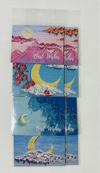 tricolor メッセージカード 8枚セット 封筒型グリーティングカード 和風お祝いカード ギフトカード 月星雲山桜の花