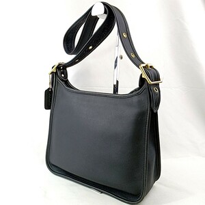 O *[ commodity rank :B] Old Coach OLD COACH all leather Logo charm attaching shoulder / Cross body bag diagonal .. woman bag black series 