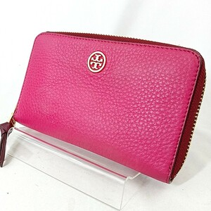 A ◎【商品ランク:B】トリーバーチ TORY BURCH ロゴメタル レザー ラウンドファスナー 長財布 ウォレット 小銭入れあり 8カードポケット