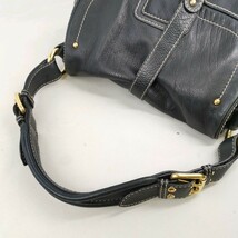 11 #【商品ランク:B】 マークジェイコブス MARCJACOBS レザー ゴールド金具 セミショルダー 肩掛け トートバッグ 婦人鞄 ブラック系_画像6