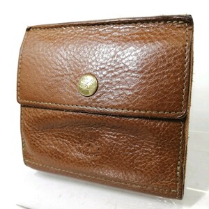 AΦ[ commodity rank :B] Il Bisonte IL BISONTE Gold metal fittings Logo type pushed . leather original leather three folding purse wallet change purse . equipped 6 card light brown group 