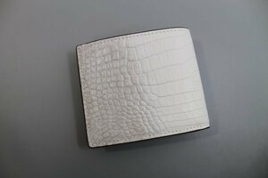 クロコダイル 財布 本物 二つ折り 折財布 ヒマラヤ 一枚革 内側にもヒマラヤ使用 無双