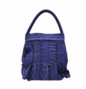 ISSEY MIYAKE イッセイミヤケ FETE フェット ハンドバッグ レースアップ ブルー ネイビー系 ブランドバッグ 鞄