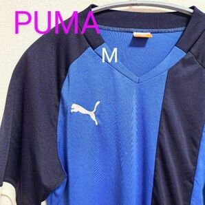 PUMA 半袖 シャツ ロゴ ブルー