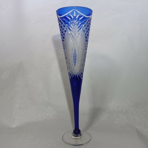 江戸切子 ブルー ガラス花瓶 大サイズ 美品の画像2