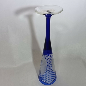 江戸切子 ブルー ガラス花瓶 大サイズ 美品の画像10