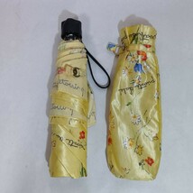 プライベートレーベル 折り畳み傘 イエロー花柄 オーロラ USED良品_画像5