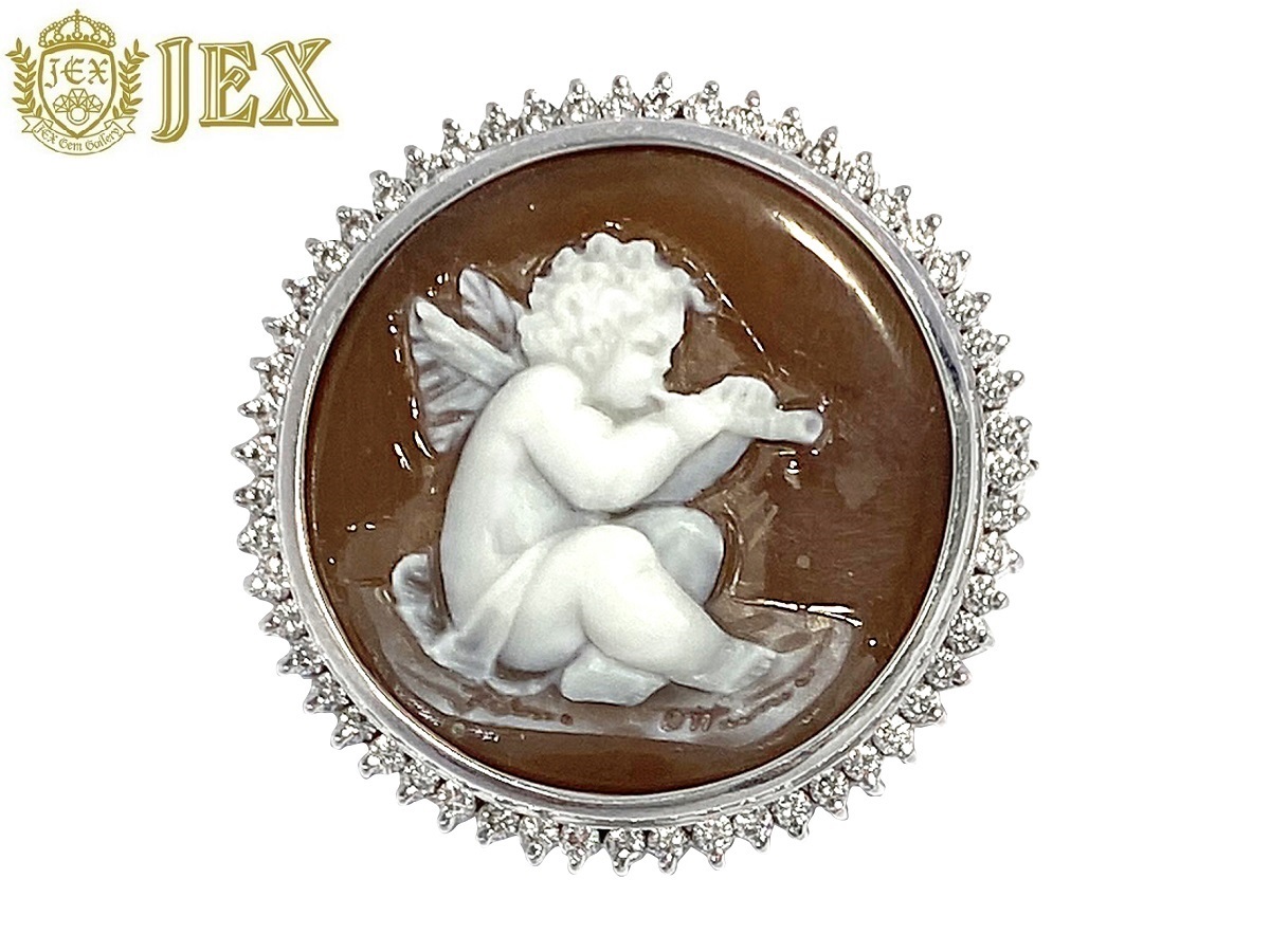 Ottaviano オッタビアーノ K18WGシェルカメオ ダイヤモンドペントッ