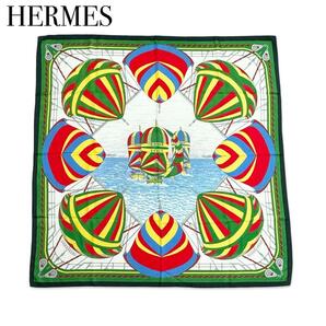 HERMES エルメス カレ90 シルク100% スカーフ ストール ショール グリーン 海