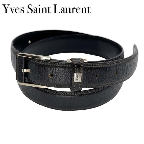 YVESSAINTLAURENT イヴサンローラン レザー シルバー金具 ベルト レディース メンズ ビジネス