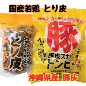 沖縄【とり皮 揚げ ・豚皮 トンピー】セット おつまみ おやつ 駄菓子 珍味 トンピー あんだかしー 鶏皮