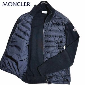 MONCLER モンクレール MAGLIONE マグリオーネ ジップアップ ダウンジャケット 切替 ニットコンビ ドライバーズニット 腕ワッペン Mサイズ