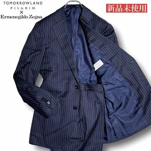 最高級!! 【新品未使用】TOMORROW LAND トゥモローランド PILGRIM ピルグリム スーツ セットアップ Zegna ゼニア ストライプ ネイビー