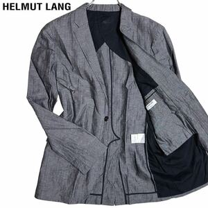 レア★ Helmut Lang ヘルムートラング テーラードジャケット ブレザー リネン 麻 シングル サマージャケット 背抜き 1B グレー