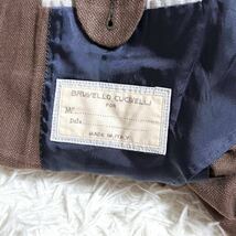 希少Lサイズ★ BRUNELLO CUCINELLI ブルネロクチネリ ダブルスーツ リネン シルク ウィンドウペン セットアップ 格子柄 チェック ブラウン_画像4