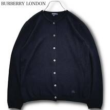 BURBERRY LONDON バーバリーロンドン カシミヤ カーディガン ノーカラー 羽織り ニット セーター 長袖 ブラック_画像1