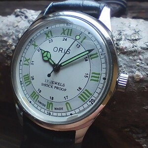 ●希少！●オリス■ORIS 手巻き機械式1980年代ヴィンテージメンズ腕時計アンティーク即納　男性人気ブランド0505a