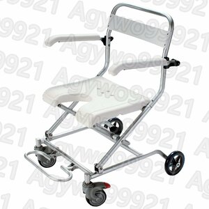 車椅子シャワーバススツール折りたたみ式、車輪付きローリングシャワーチェア高齢者および障害者用の車輪付き防水車椅子