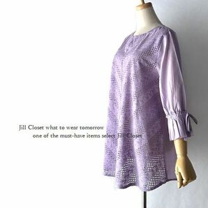 新品【送料185円】伸縮◎NATURAL COTTON*レース刺繍*袖リボンデザイン*プルオーバー* チュニック*ワンピース3842.PURPLEの画像5