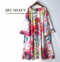 新品L～LL【送料185円】伸縮◎水彩画風 BOTANICAL ドロップショルダー*スタイルカバー◎Aライン プルオーバー* チュニック*ワンピース3857._画像2