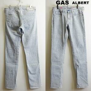 即決★ 送料無★ 美品★　GAS　ALBERT　スリムフィットデニム　W82cm　強ストレッチ　ヒッコリー　Sz.33　ガス　H327