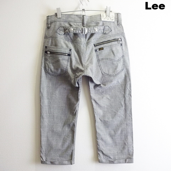 即決★ 送料無★ Lee ブレイブライダース ジップナロークロップドパンツ W83cm ストレッチ グレンチェック 08531 リー H390